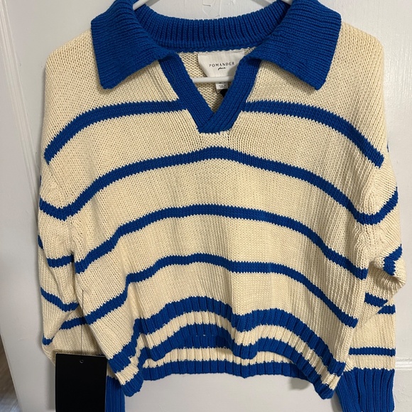Cerulean Stripe Charlie Polo Sweater NWT Size: S/M - Picture 3 of 5